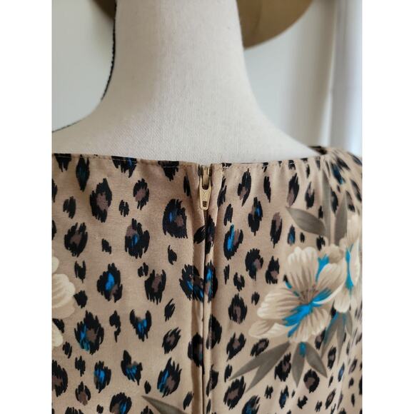 Kathie Lee Leopard Floral Print Dress Sz 16 - Picture 5 of 6